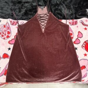 Express Velvet Lace-Up Tank Top